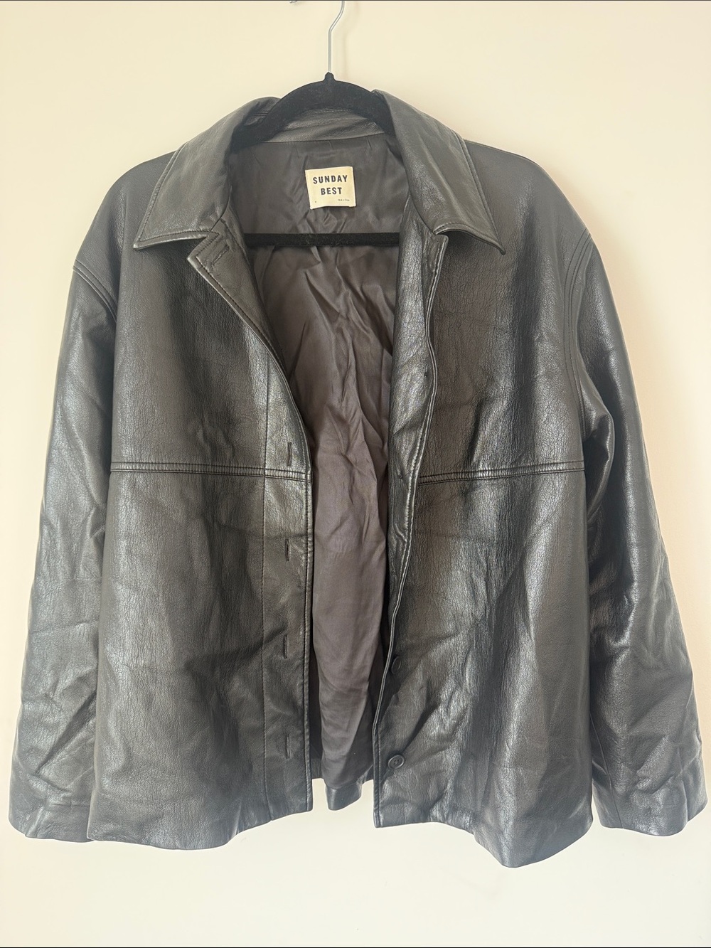 Sunday Best Black Faux Leather Bomber Jacket